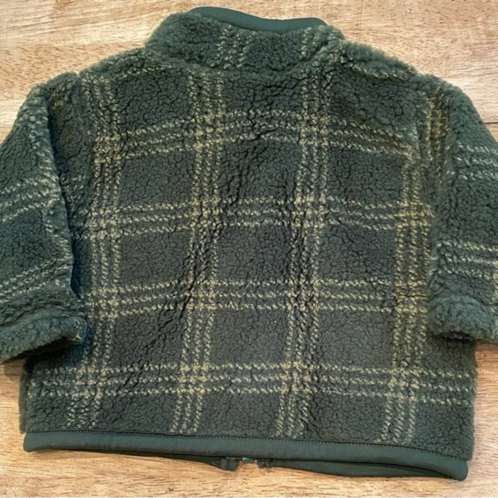 Vintage 1999 Old Navy 3-6 Months  Dark Green/Tan Wooly Zip Up‎ Jacket